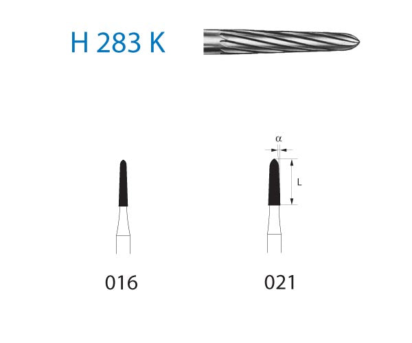 H283K.314.016  KOMET FRESA C. TUNGSTENO TORPEDO TURBINA ø 016  5 ud.