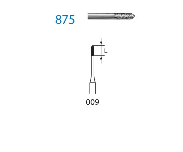 875.314.009  KOMET FRESA DIAMANTE TORPEDO TURBINA ø 009 GRANO ESTANDAR 5 ud.