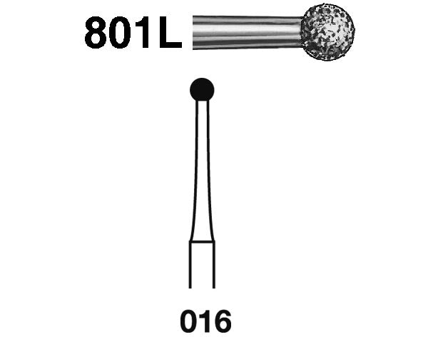 801L.314.016  KOMET FRESA DIAMANTE BOLA TURBINA ø 016 GRANO ESTANDAR 5 ud.