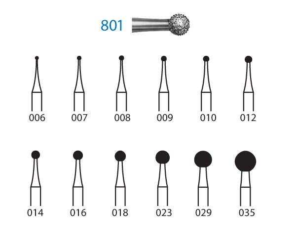 801.314.016  KOMET FRESA DIAMANTE BOLA TURBINA ø 016 GRANO ESTANDAR 5 ud.