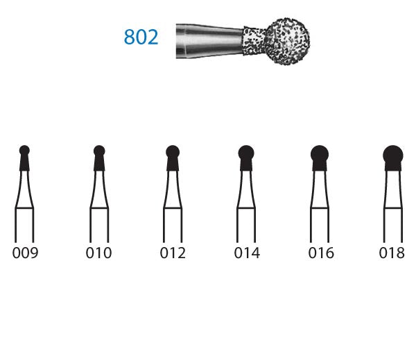 802.314.010  KOMET FRESA DIAMANTE BOLA TURBINA ø 010 GRANO ESTANDAR 5 ud.