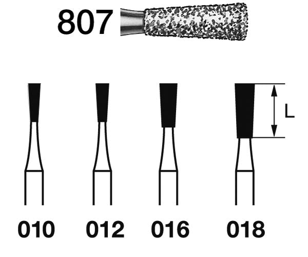 807.314.012  KOMET FRESA DIAMANTE CONO INVERTIDO TURBINA ø 012 GRANO ESTANDAR 5 ud.