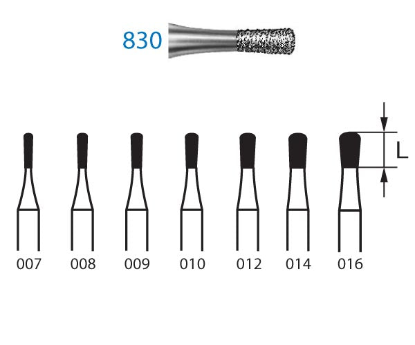 830.314.012  KOMET FRESA DIAMANTE PERA TURBINA ø 012 GRANO ESTANDAR 5 ud.