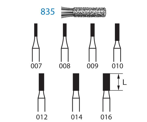 835.314.016  KOMET FRESA DIAMANTE CILINDRICA TURBINA ø 016 GRANO ESTANDAR 5 ud.