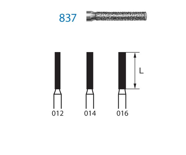 837.314.014  KOMET FRESA DIAMANTE CILINDRICA TURBINA ø 014 GRANO ESTANDAR 5 ud.