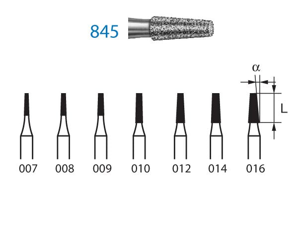 845.314.009  KOMET FRESA DIAMANTE CONICA TURBINA ø 009 GRANO ESTANDAR 5 ud.