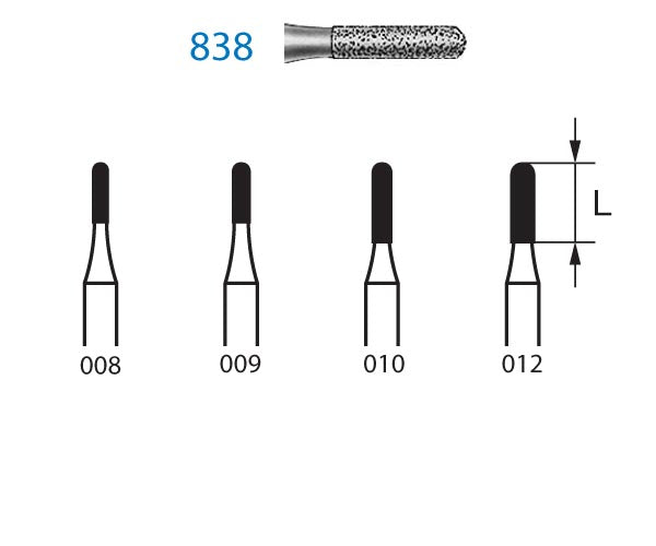838.314.010 KOMET MADUIXA DIAMANT CILÍNDRICA ARRODONIDA TURBINA ø 010 GRA ESTANDAR 5 u.