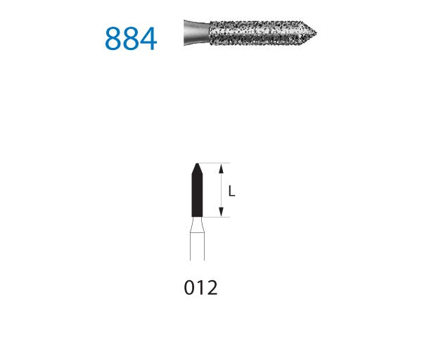 884.314.012  KOMET FRESA DIAMANTE CILINDRICA TURBINA ø 012 GRANO ESTANDAR 5 ud.