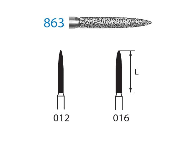 863.314.012  KOMET FRESA DIAMANTE LLAMA TURBINA ø 012 GRANO ESTANDAR 5 ud.