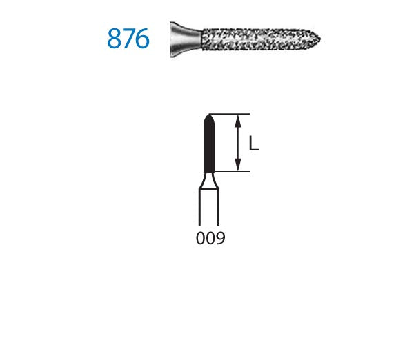 876.314.009  KOMET FRESA DIAMANTE TORPEDO TURBINA ø 009 GRANO ESTANDAR 5 ud.