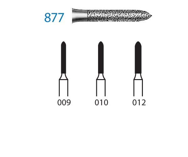 877.314.012  KOMET FRESA DIAMANTE TORPEDO TURBINA ø 012 GRANO ESTANDAR 5 ud.