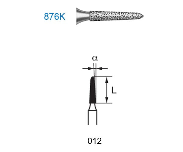876K.314.012 KOMET MADUIXA DIAMANT TORPEDO TURBINA ø 012 GRA ESTANDAR 5 u.