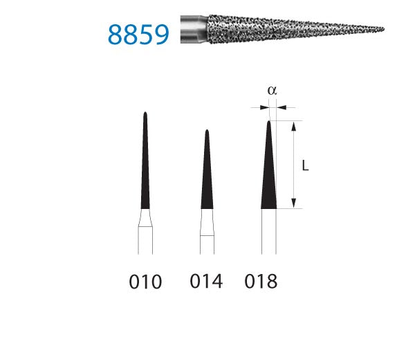 8859.314.010 KOMET DIAMOND BUR WITH TURBINE LANCE ø 010 FINE GRAIN 5 pc.