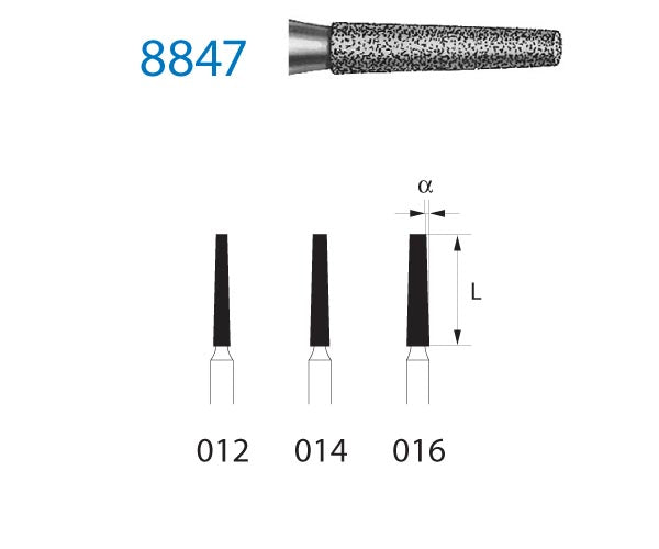 8847.314.012 KOMET CONICAL TURBINE DIAMOND BUR ø 012 FINE GRAIN 5 pc.