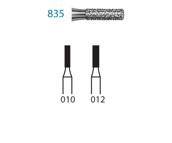 835.313.012  KOMET FRESA DIAMANTE CILINDRICA TURBINA CORTO ø 012 GRANO ESTANDAR 5 ud.