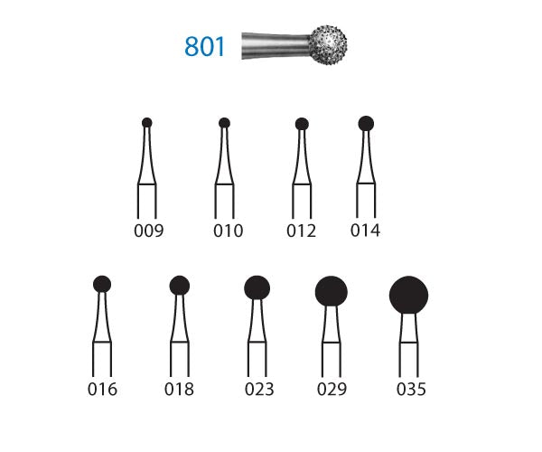 801.204.014 KOMET MADUIXA DIAMANT BOLA CONTRAANGULO ø 014 GRA ESTANDAR 5 u.