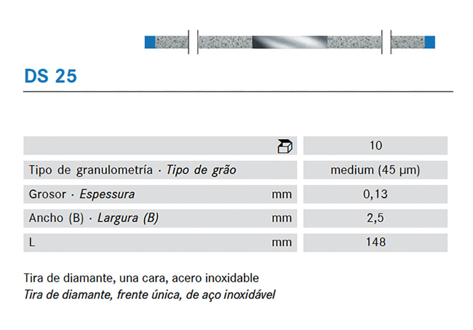 TIRAS PULIR KOMET DS25.0. KOMET diamante 10 ud