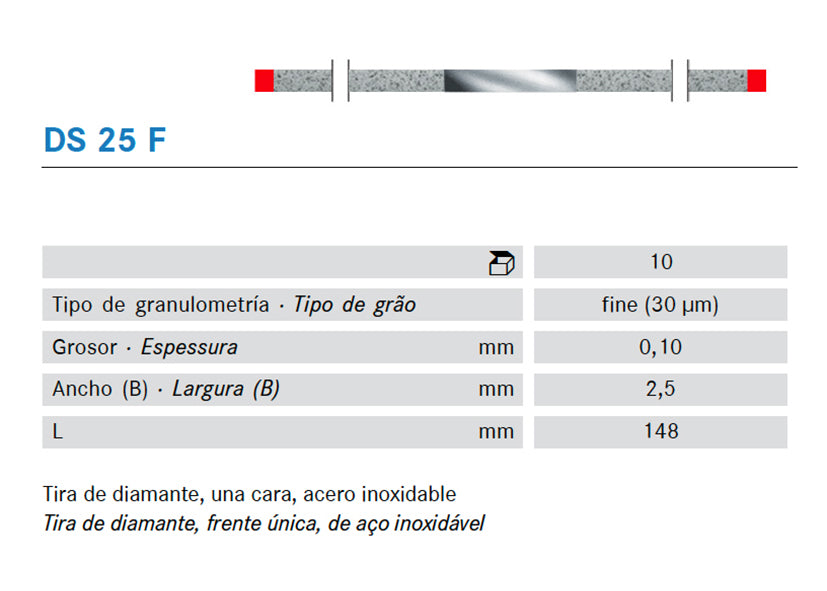 TIRAS PULIR KOMET DS25F.0. KOMET diamante 10 ud