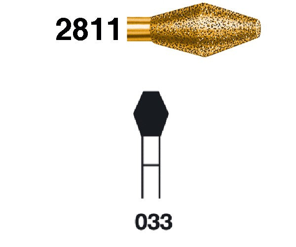 2811.314.033  KOMET FRESA DIAMANTE CONO DOBLE TURBINA ø 033 GRANO EXTRA GRUESO 5 ud.