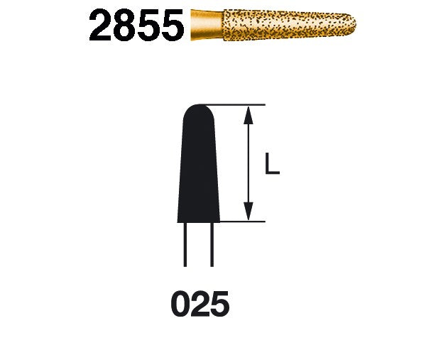 2855.314.025 KOMET MADUIXA DIAMANT CONICA ARRODONIDA TURBINA ø 025 GRA EXTRA GRUIXUT 5 u.