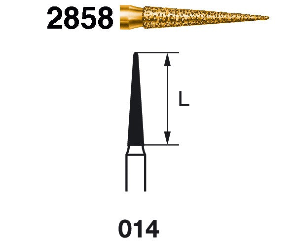 2858.314.014  KOMET FRESA DIAMANTE LANZA TURBINA ø 014 GRANO EXTRA GRUESO 5 ud.