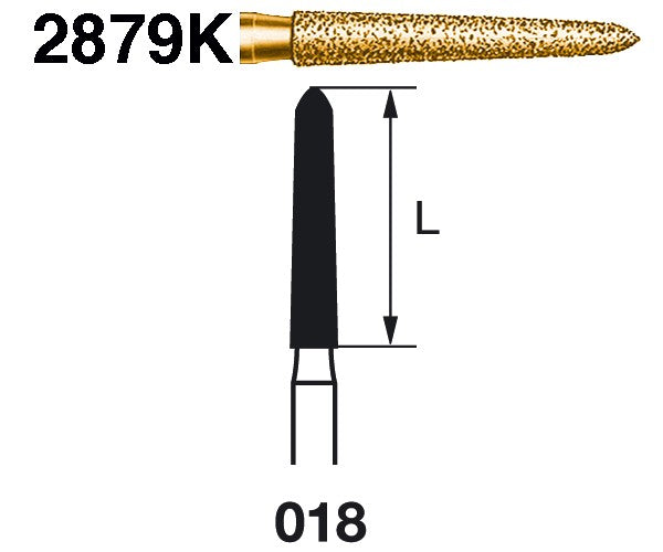 2879K.314.018 KOMET MADUIXA DIAMANT TORPEDO CONICA TURBINA ø 018 GRA EXTRA GRUIXUT 5 u.