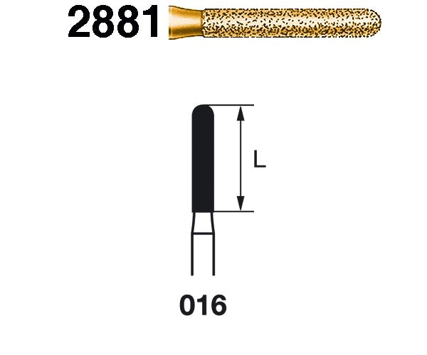 2881.314.016 KOMET MADUIXA DIAMANT CILÍNDRICA ARRODONIDA TURBINA ø 016 GRA EXTRA GRUIXUT 5 u.