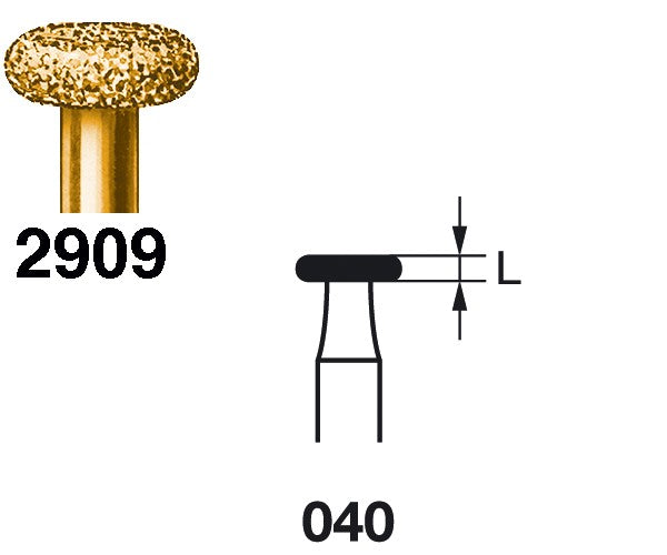 2909.314.040  KOMET FRESA DIAMANTE RUEDA TURBINA ø 040 GRANO EXTRA GRUESO 5 ud.
