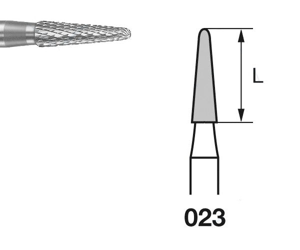 H138EF.104.023 KOMET FRESA C. TUNGSTENO CONICA REDONDEADA PIEZA DE MANO ø 023 - 1uds