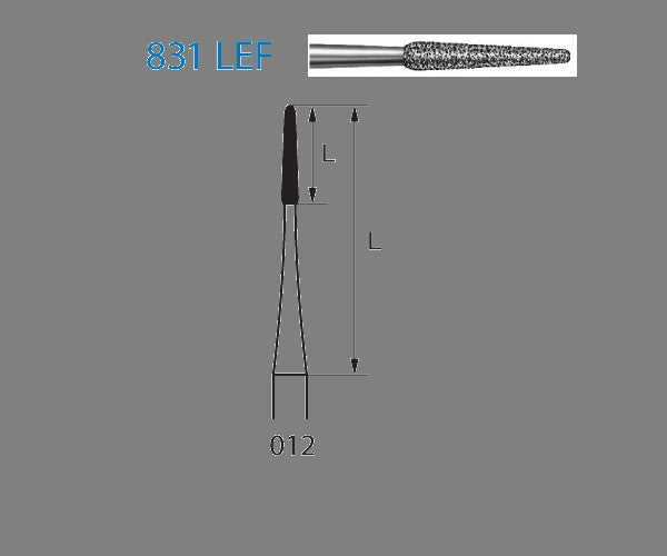 831LEF.204.012  KOMET FRESA DIAMANTE REDONDA CONICA LARGA CONTRAANGULO ø 012 GRANO EXTRA FINO 5 ud.