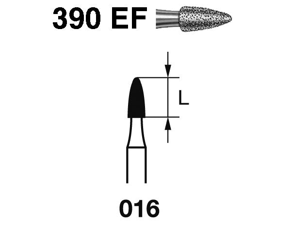 390EF.314.016  KOMET FRESA DIAMANTE GRANADA TURBINA ø 016 GRANO EXTRA FINO 5 ud.