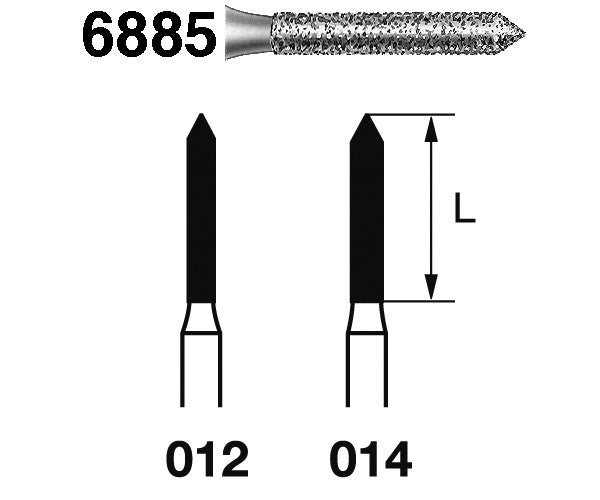 6885.314.012 KOMET MADUIXA DIAMANT CILÍNDRICA PUNTIAGUDA TURBINA ø 012 GRA GRUIXUT 5 u.