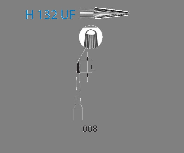 H132UF.314.008  KOMET FRESA C. TUNGSTENO LANZA TURBINA ø 008  5 ud.
