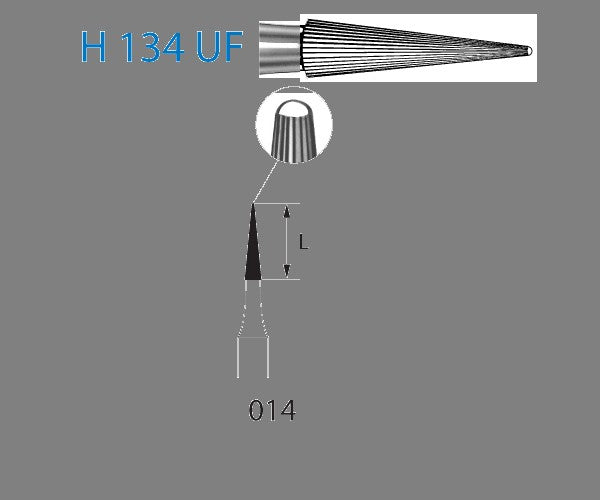 H134UF.314.014  KOMET FRESA C. TUNGSTENO LANZA TURBINA ø 014  5 ud.