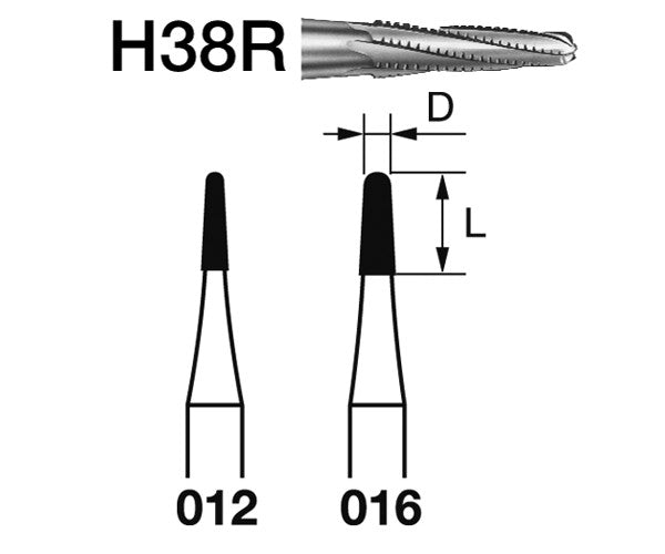 H38R.314.016  KOMET FRESA C. TUNGSTENO CONICA REDONDEADA TURBINA ø 016  5 ud.
