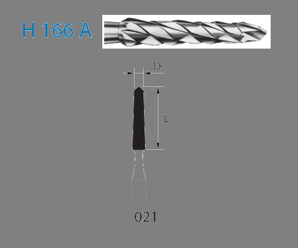 H166A.104.021 KOMET TUNGSTEN CONICAL BURNER HAND PIECE ø 021 1 pc.