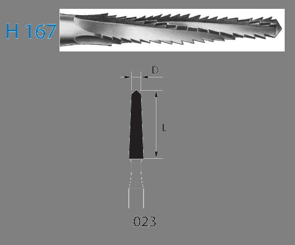 H167.104.023  KOMET FRESA C. TUNGSTENO CONICA PIEZA DE MANO ø 023  1 ud.