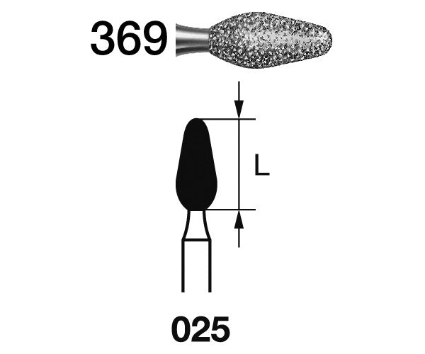 369.314.025  KOMET FRESA DIAMANTE FORMAS ESPECIALES TURBINA ø 025 GRANO ESTANDAR 5 ud.