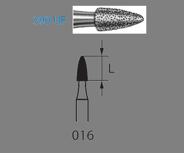 390UF.314.016 KOMET TURBINE GRENADE DIAMOND BUR ø 016 ULTRA FINE GRAIN 5 pc.