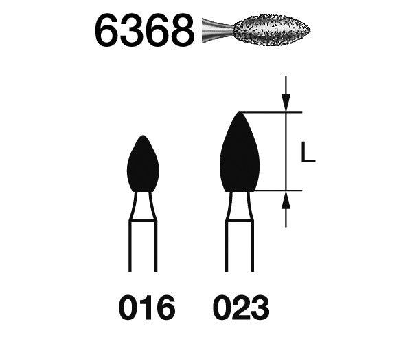 6368.314.016  KOMET FRESA DIAMANTE BALON RUGBY TURBINA ø 016 GRANO GRUESO 5 ud.
