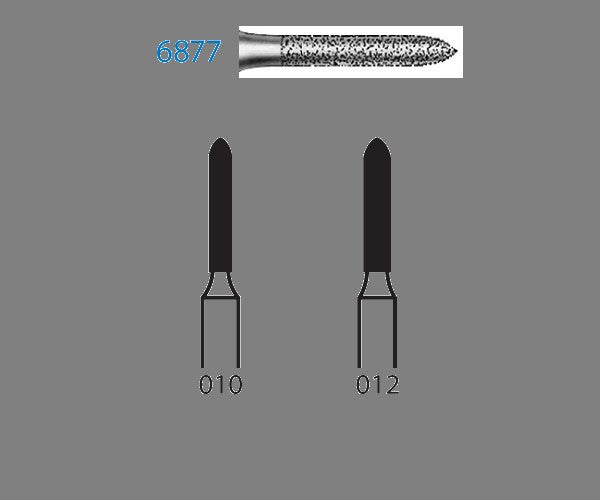 6877.314.012  KOMET FRESA DIAMANTE TORPEDO TURBINA ø 012 GRANO GRUESO 5 ud.