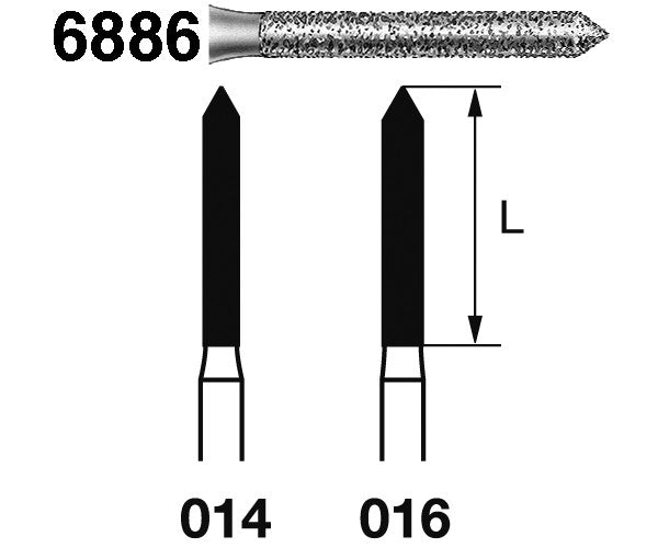 6886.314.016  KOMET FRESA DIAMANTE CILINDRICA TURBINA ø 016 GRANO GRUESO 5 ud.