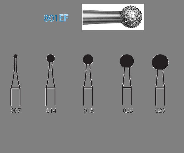 801EF.314.018  KOMET FRESA DIAMANTE BOLA TURBINA ø 018 GRANO EXTRA FINO 5 ud.
