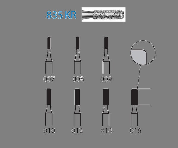 835KR.314.012 KOMET MADUIXA DIAMANT CILÍNDRICA VORA ARRODONIDA TURBINA ø 012 GRA ESTANDAR 5 u.
