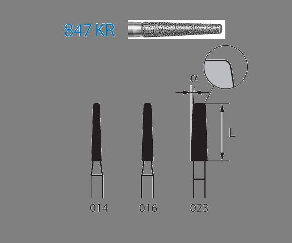847KR.314.016 KOMET CONICAL DIAMOND CUTTER ROUNDED EDGE TURBINE ø 016 STANDARD GRAIN 5 units
