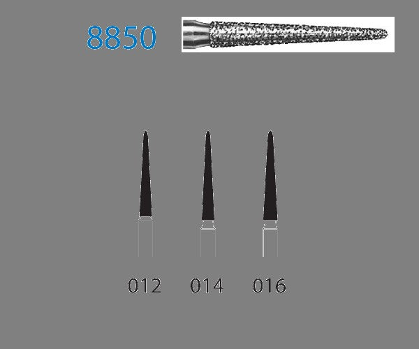 8850.314.016  KOMET FRESA DIAMANTE CONICA REDONDEADA TURBINA ø 016 GRANO FINO 5 ud.