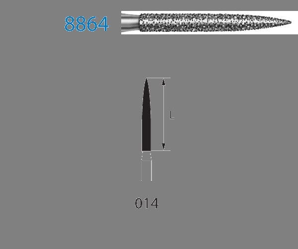8864.314.014  KOMET FRESA DIAMANTE LLAMA TURBINA ø 014 GRANO FINO 5 ud.