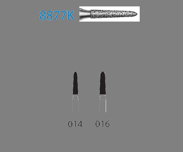 8877K.314.016  KOMET FRESA DIAMANTE TORPEDO CONICA TURBINA ø 016 GRANO FINO 5 ud.