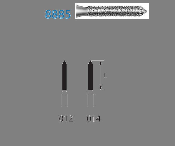 8885.314.012 KOMET MADUIXA DIAMANT CILÍNDRICA PUNTIAGUDA TURBINA ø 012 GRA FINO 5 u.