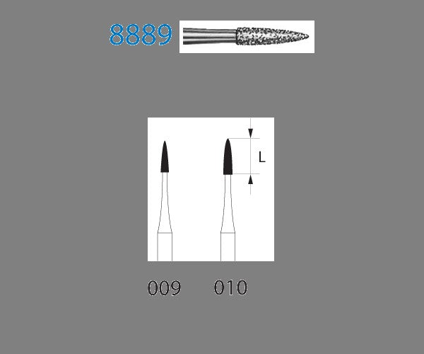 8889.314.010  KOMET FRESA DIAMANTE LLAMA TURBINA ø 010 GRANO FINO 5 ud.